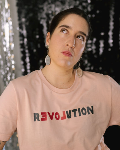 Feminist graphic t-shirt advocating for a love-centered revolution.